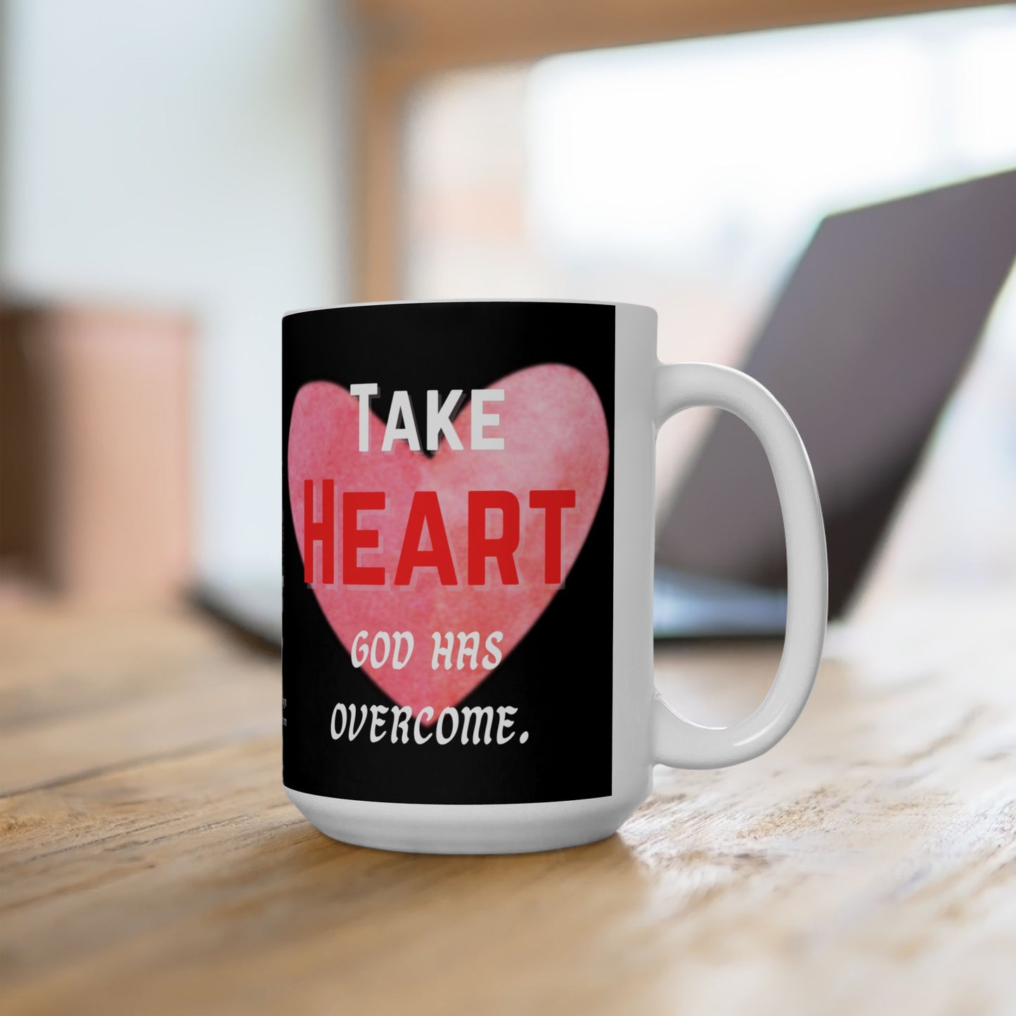 “Take Heart: God Has Overcome” Valentine’s Day Inspired Ceramic Mug 15oz