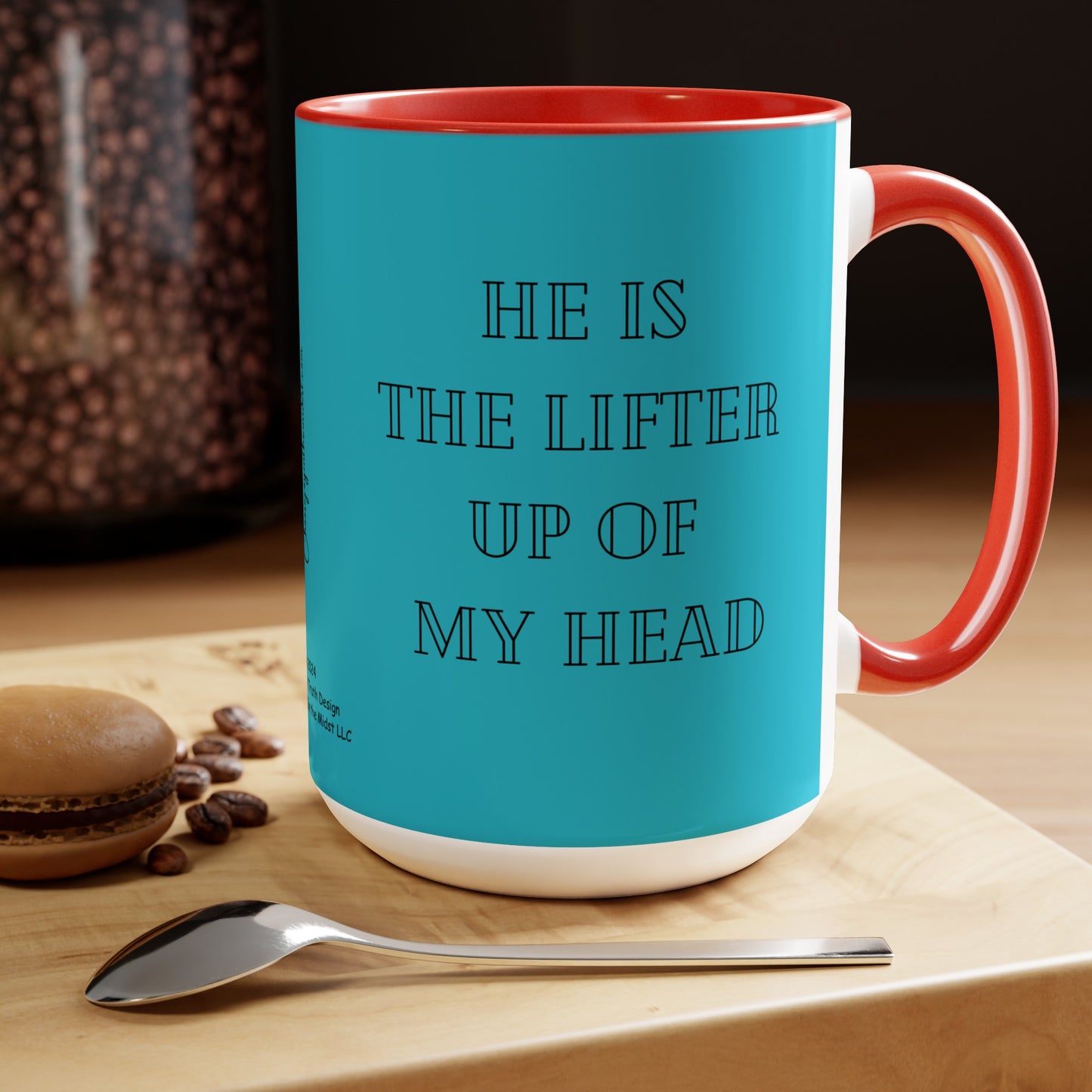 Two-Tone “He is the Lifter Up Of My Head” Ceramic Coffee Mugs, 15oz